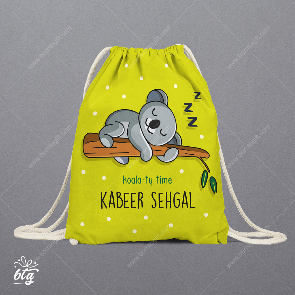 Personalised Drawstring Bag -Sleeping Koala