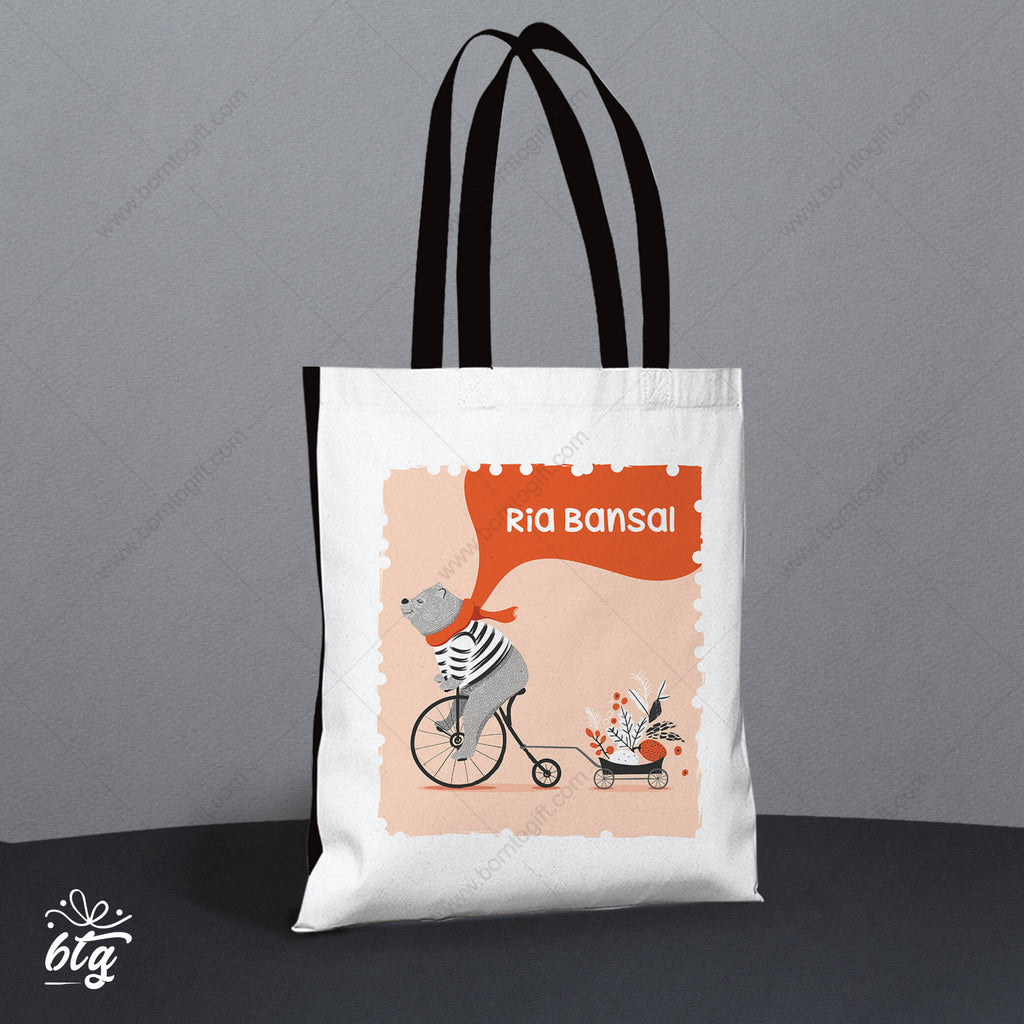 Personalised Tote Bags - Bear On A Joy Ride