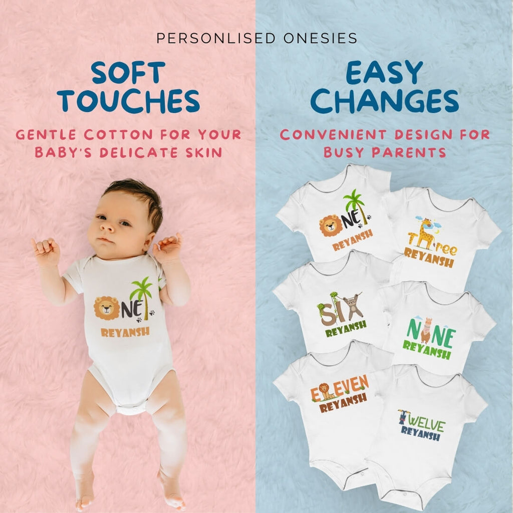 12-Month Baby Personalised Onesie Set First Year Milestone Collection